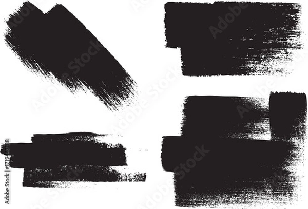 Fototapeta Set of rolled ink stroke brushes. High quality full page brushes texture.