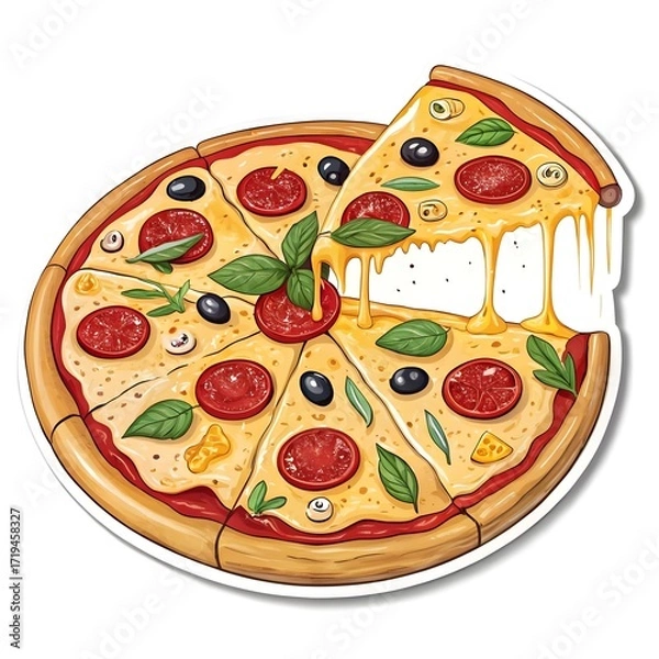 Obraz Delicious pizza sticker
