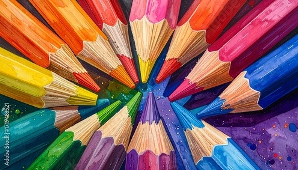 Obraz colored pencils on a white background