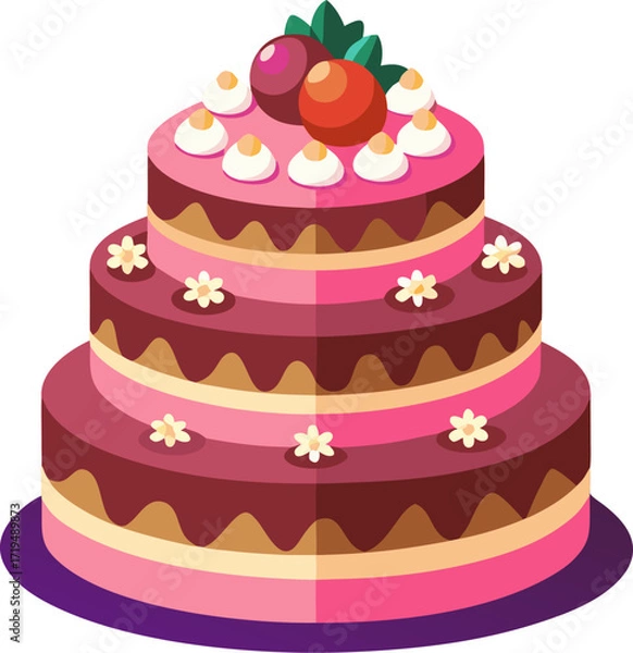 Obraz four layer birthday cake icon