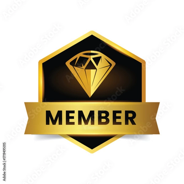 Obraz Vip Members labels Vector, Premium membership icon. Modern vector illustration badges, or tags. Vector black banners with gold vip text. Vector illustration.	