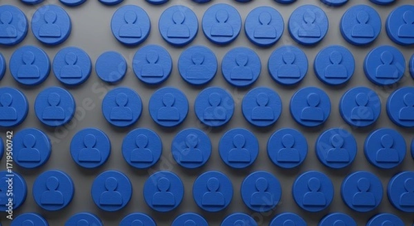 Fototapeta Job vacancy or recruitment concept with a missing person in a crowd of user icons.