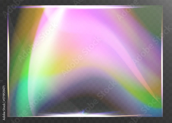 Fototapeta Glassmorphism abstract colorful light flare with rainbow glow isolated on transparent background.
