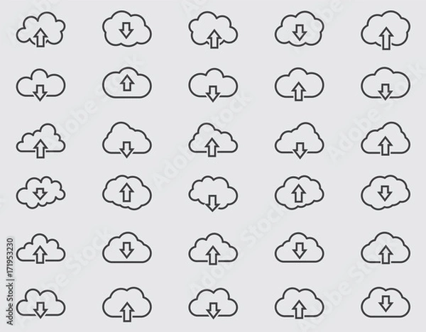 Obraz Cloud line icons Set, outline vector illustration, linear pictogram