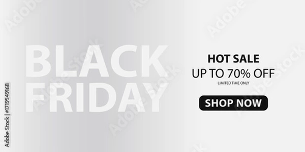 Obraz Banner for Black Friday. Modern minimal text symbol of Black Friday. Design template for Black Friday sale, promotion, advertising and social media ad