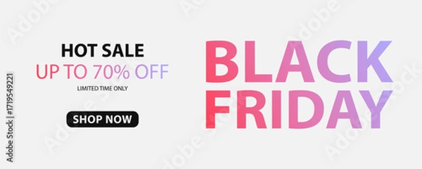 Obraz Banner for Black Friday. Modern minimal text symbol of Black Friday. Design template for Black Friday sale, promotion, advertising and social media ad