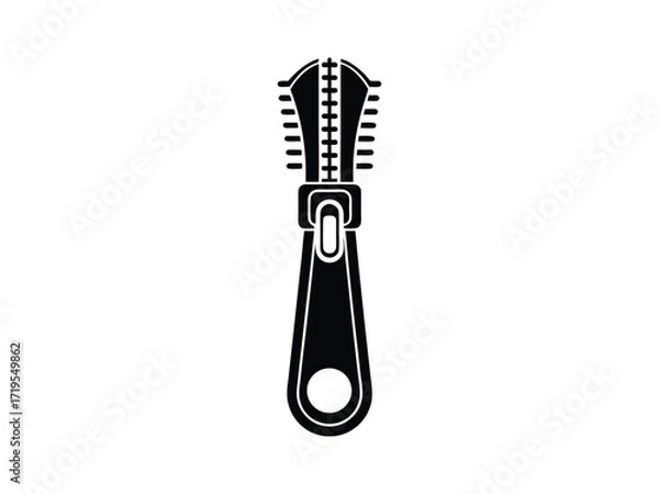 Fototapeta Open zipper black isolated vector illustration. Zipper glyph icon.