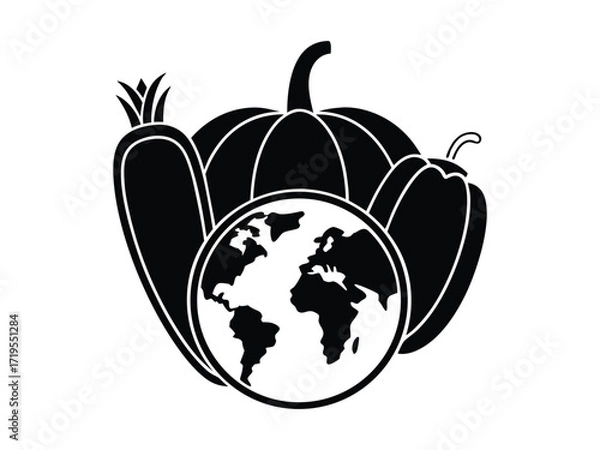 Fototapeta vegetable hugging planet silhouette vector
