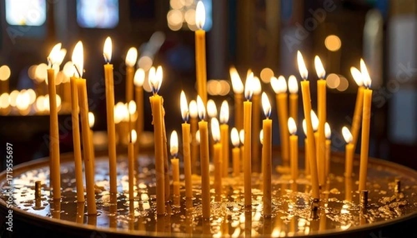 Obraz Many lit candles in a church (4)