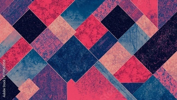 Fototapeta Abstract Geometric Design: Crimson, Indigo, and Blush Diamond Pattern