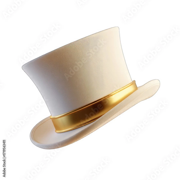 Fototapeta Cream top hat with gold band, 3D render