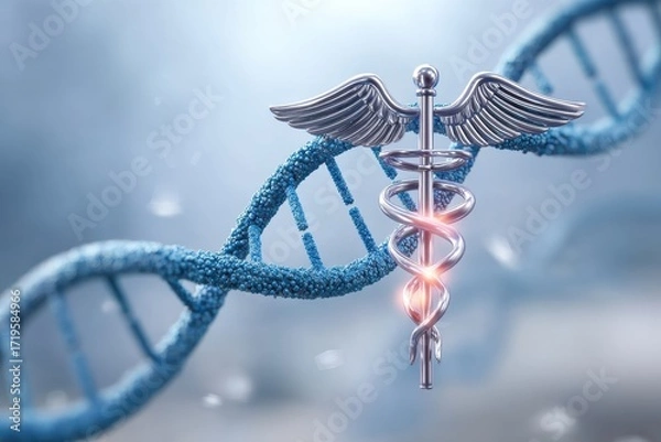 Fototapeta Exploring the Evolution of Pharmaceutical Drug Discovery Through Modern Concepts in DNA and Medical Symbols