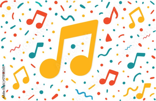 Fototapeta Vector EPS file featuring a vibrant musical note with abstract shapes—ideal for scalable creative use.