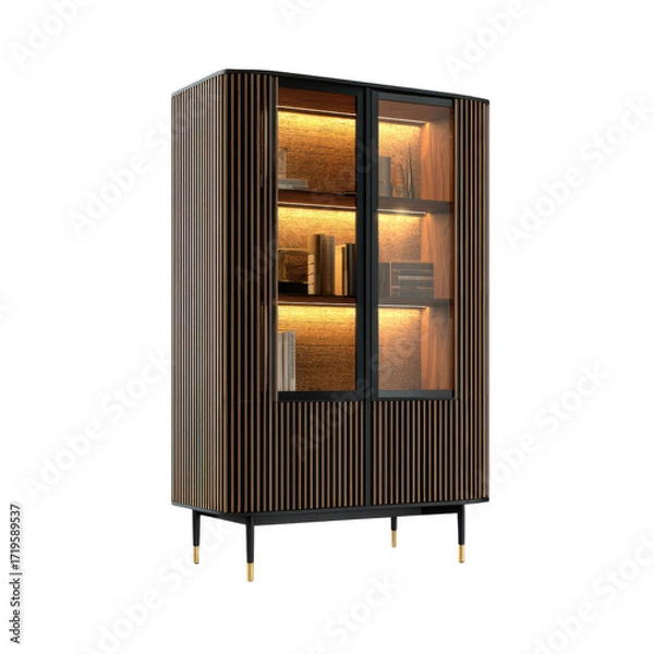 Fototapeta wooden window with a lamp on white background