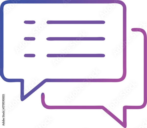 Fototapeta Two speech bubbles with text lines and gradient outline
