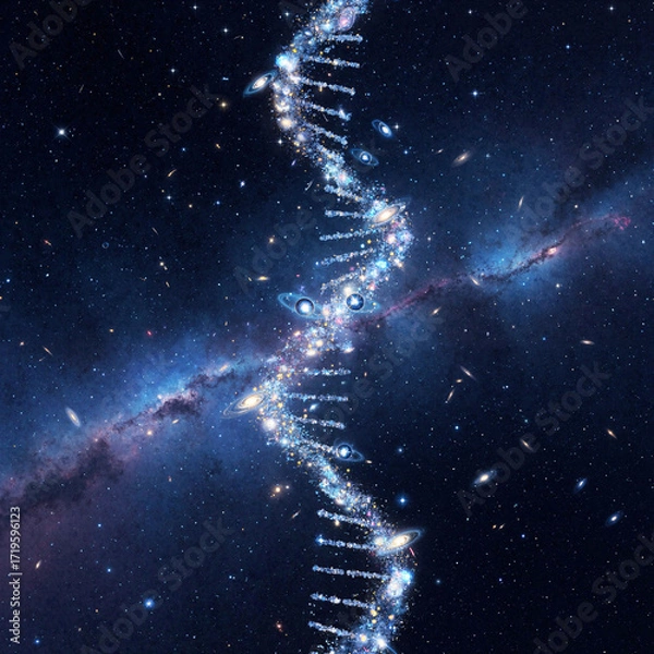 Fototapeta RNA molecule from stars and galaxies in deep space with glowing stars