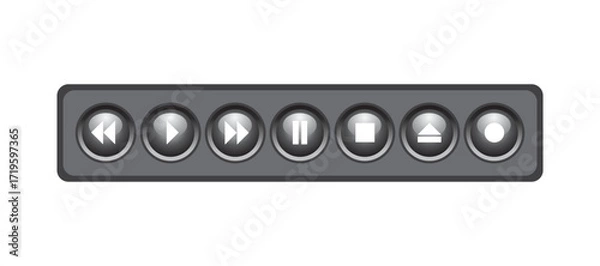 Fototapeta Media player control buttons icon set. multimedia interfaces.