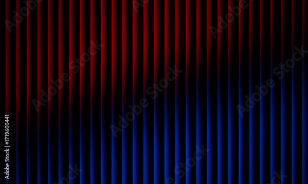Obraz Vibrant abstract light waves in red blue and pink gradient, glowing vertical stripes pattern on black background, modern digital art design