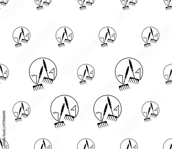Fototapeta Rake Icon Seamless Pattern M_2509001