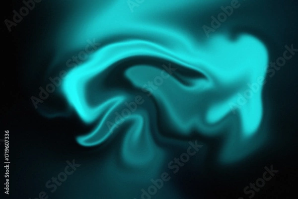 Fototapeta Abstract turquoise swirl on black background creates a mesmerizing effect