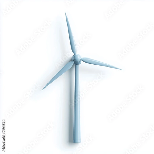 Fototapeta Wind turbine 3D icon against a plain white background studio shot view