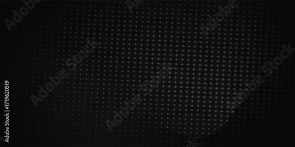 Fototapeta Monochrome gradient halftone dots background. Vector illustration. Abstract small grunge dots on black background