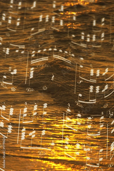Fototapeta 楽譜と海