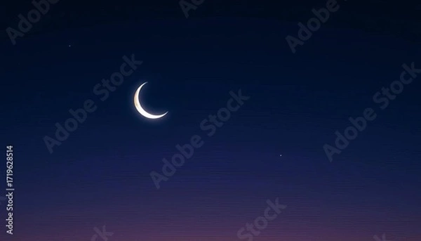 Obraz Crescent moon and Venus shining brightly together in night sky, universe, beautiful