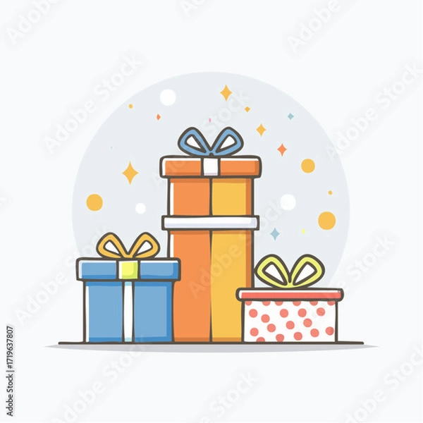 Fototapeta Stack of Presents with Pastel Colors and Simple Design