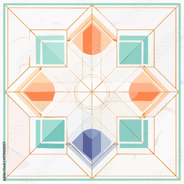 Fototapeta Abstract Geometric Pattern with Pastel Colors and Marble Texture