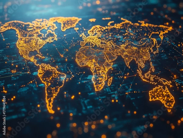 Fototapeta technology for internet business. Global world network and telecommunication on earth