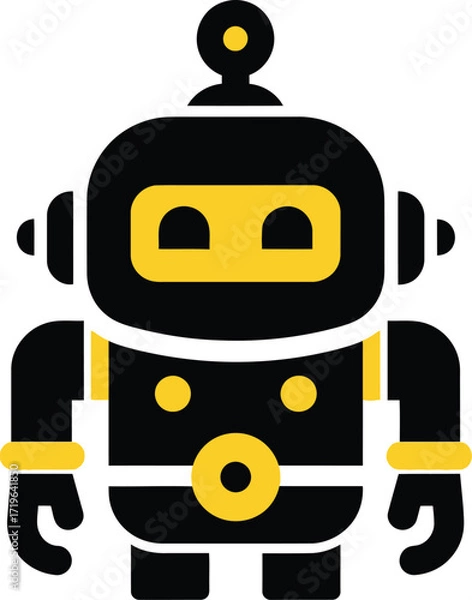Obraz Cute black and yellow cartoon robot character