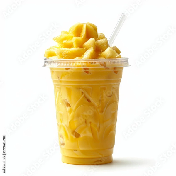 Fototapeta Delicious smoothie topped with whipped cream and fresh