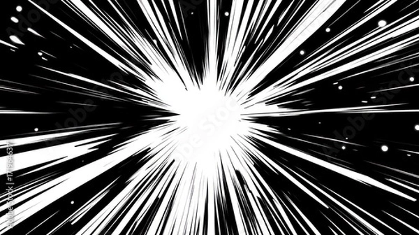 Fototapeta Dynamic Black and White Speed Lines Burst Background