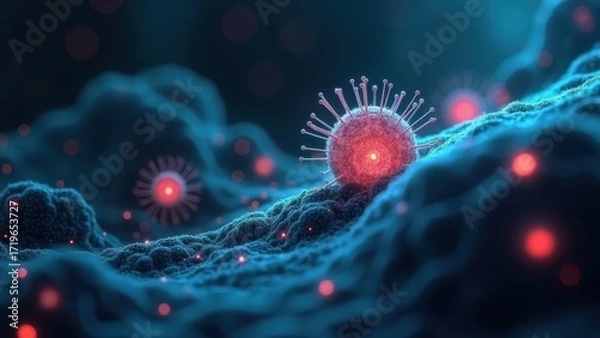 Fototapeta Abstract Visualization of Targeted Therapy Against Viral Infection