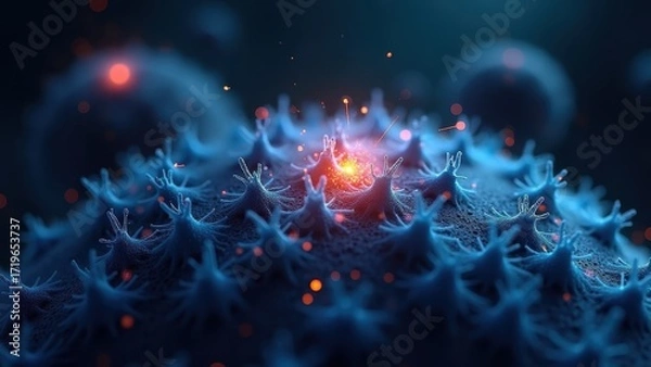 Fototapeta Targeted Therapy Concept with Abstract Virus Cell Microscopy Image