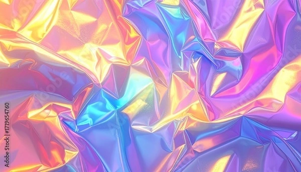Obraz Abstract iridescent foil background with swirling holographic light effects