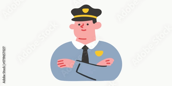 Fototapeta A determined law enforcement officer, radiating authority and approachability, ready to serve and protect. This image represents security, justice, and community safety.