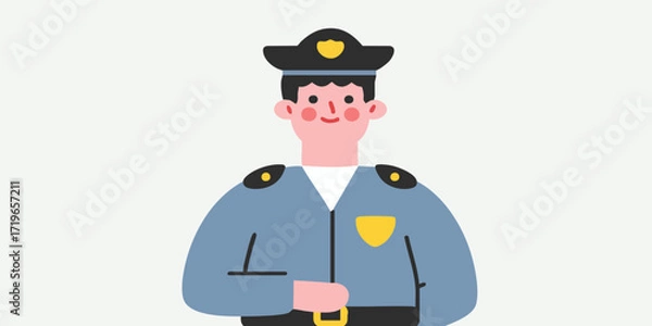 Fototapeta An illustration of a kind police officer stands proudly in uniform, a symbol of safety and service, perfect for illustrating law enforcement and public safety concepts.