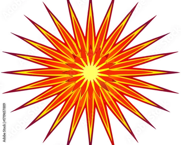 Fototapeta Vibrant Starburst Explosion Bursting with Red Orange and Yellow Tones radial abstract