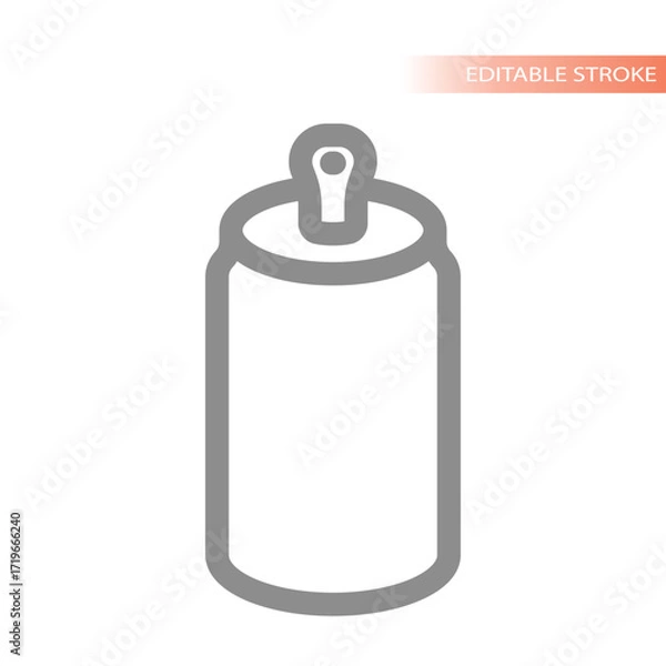 Fototapeta Drink can, alcoholic or non alcoholic beverage line icon. Soda can, tea, carbonated or energy drink vector.