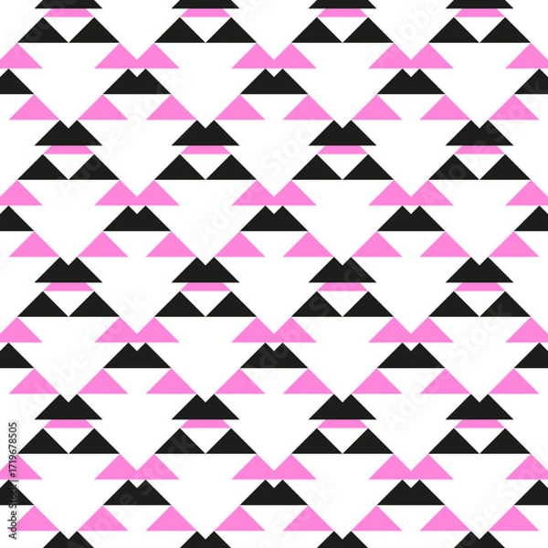 Obraz Triangular Geometric Pattern in Pink and Black