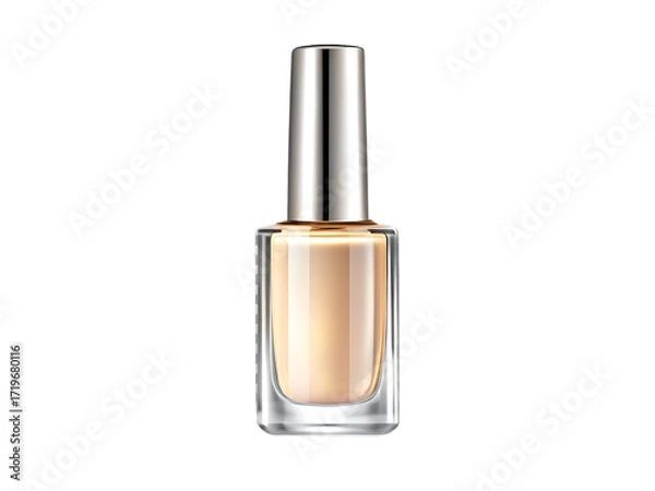 Fototapeta Beige Nail Polish Bottle with Silver Cap on Background cosmetic beauty isolated on a transparent background