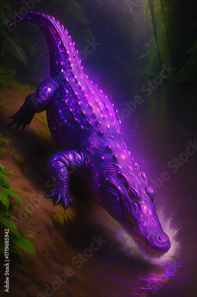 Obraz 飛び込むワニ