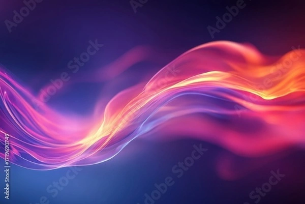 Fototapeta Colorful abstract wave of light patterns in vibrant hues flowing across a dark background