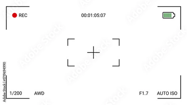 Fototapeta Realistic Video Camera Frame Viewfinder Overlay or photo frame recorder flat style design vector stock illustration