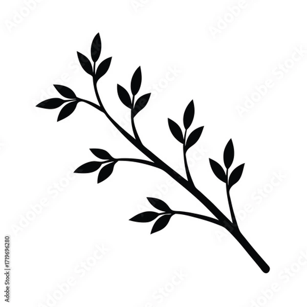 Fototapeta Isolated small branch silhouette vector illustration