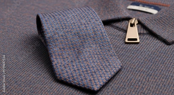 Fototapeta Elegant Business Necktie Resting on a Textured Shirt
