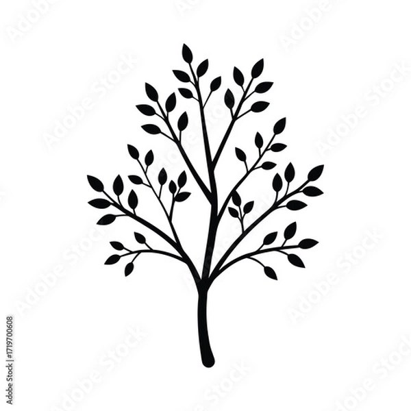 Fototapeta Tree branch part silhouette vector illustration
