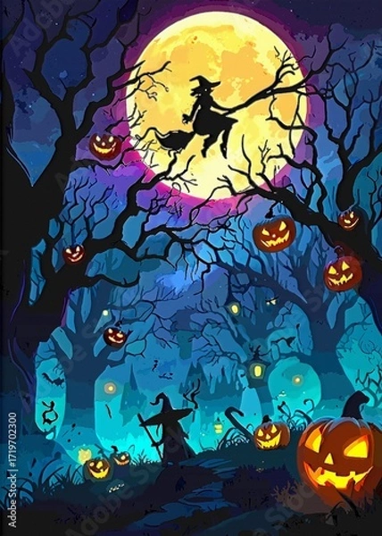 Fototapeta halloween background with pumpkins